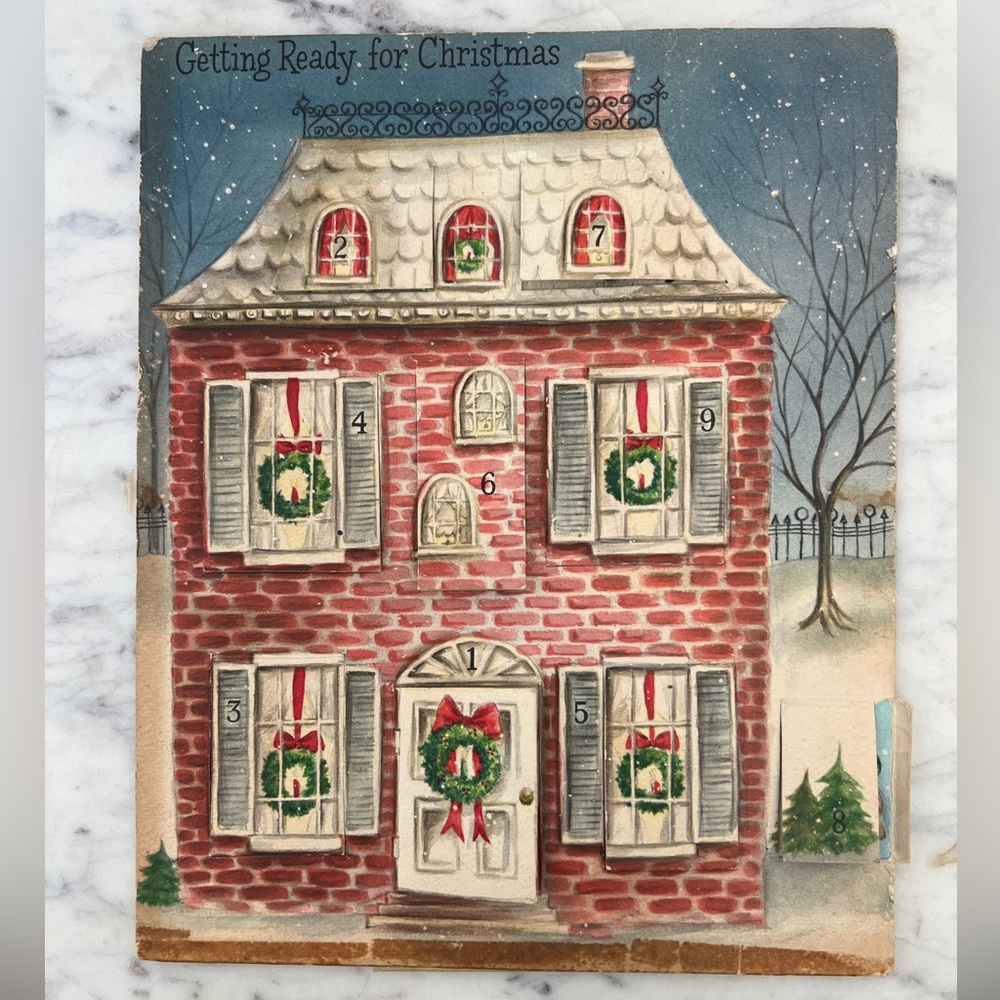 *Rare* Vintage 1950s 1960s Hallmark advent calendar Getting Ready for Christmas